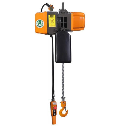 MTC Crane 1 Ton Electric Chain Hoist, 480V 3-phase, 20' Lift Height, VFD, Pendant with Emergency Stop