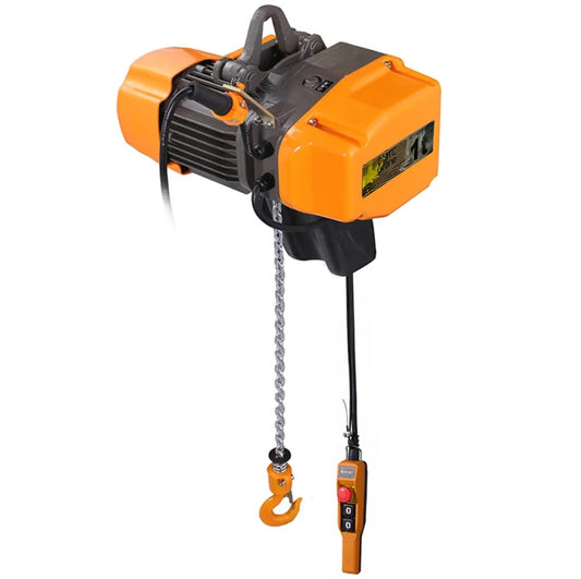 MTC Crane 1 Ton Electric Chain Hoist, 480V 3-phase, 20' Lift Height, VFD, Pendant with Emergency Stop