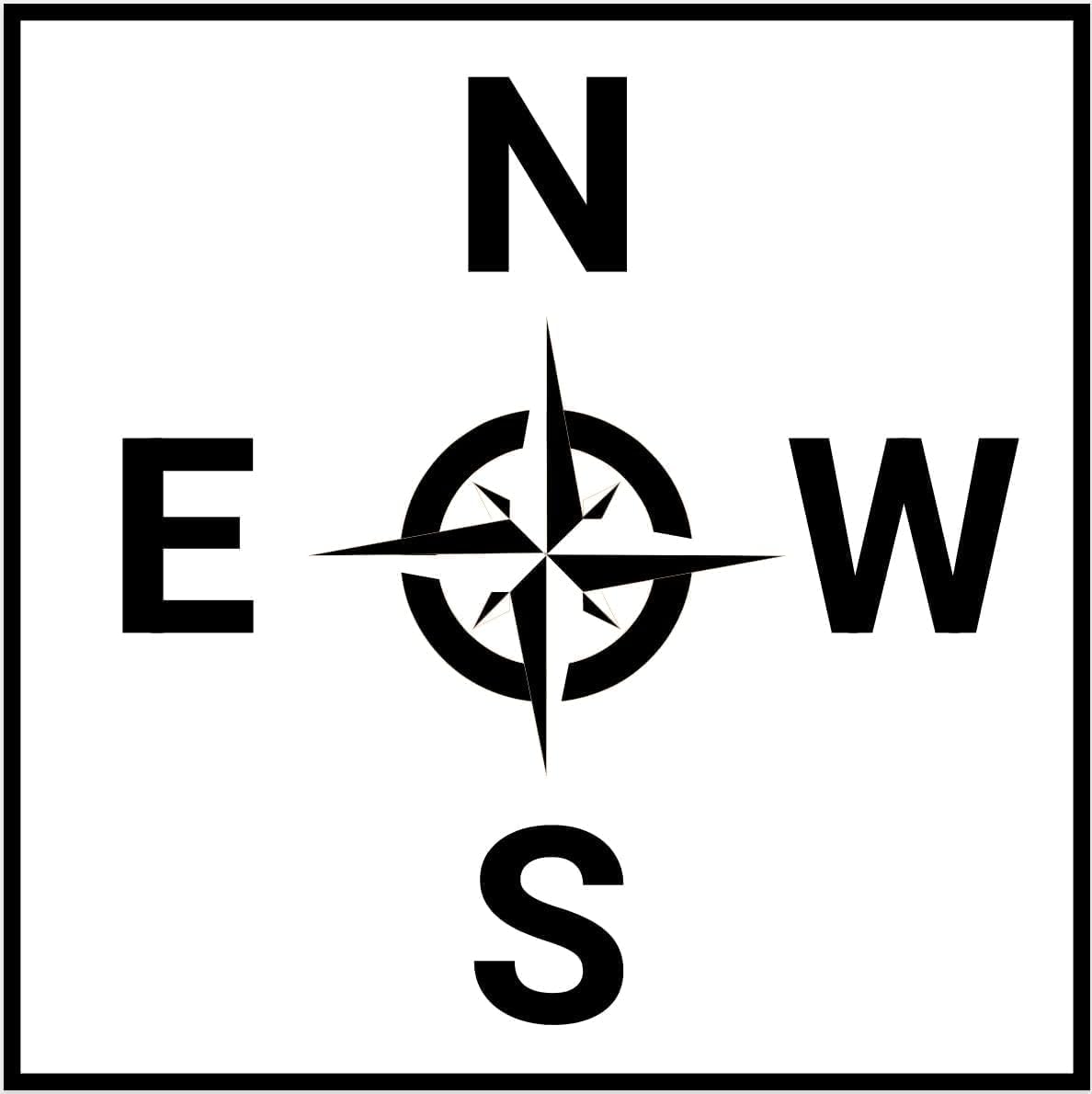 Crane Direction Compass Sticker — 12", White, pack of 3