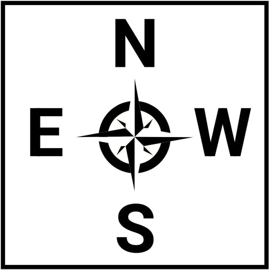 Crane Direction Compass Sticker — 6", White