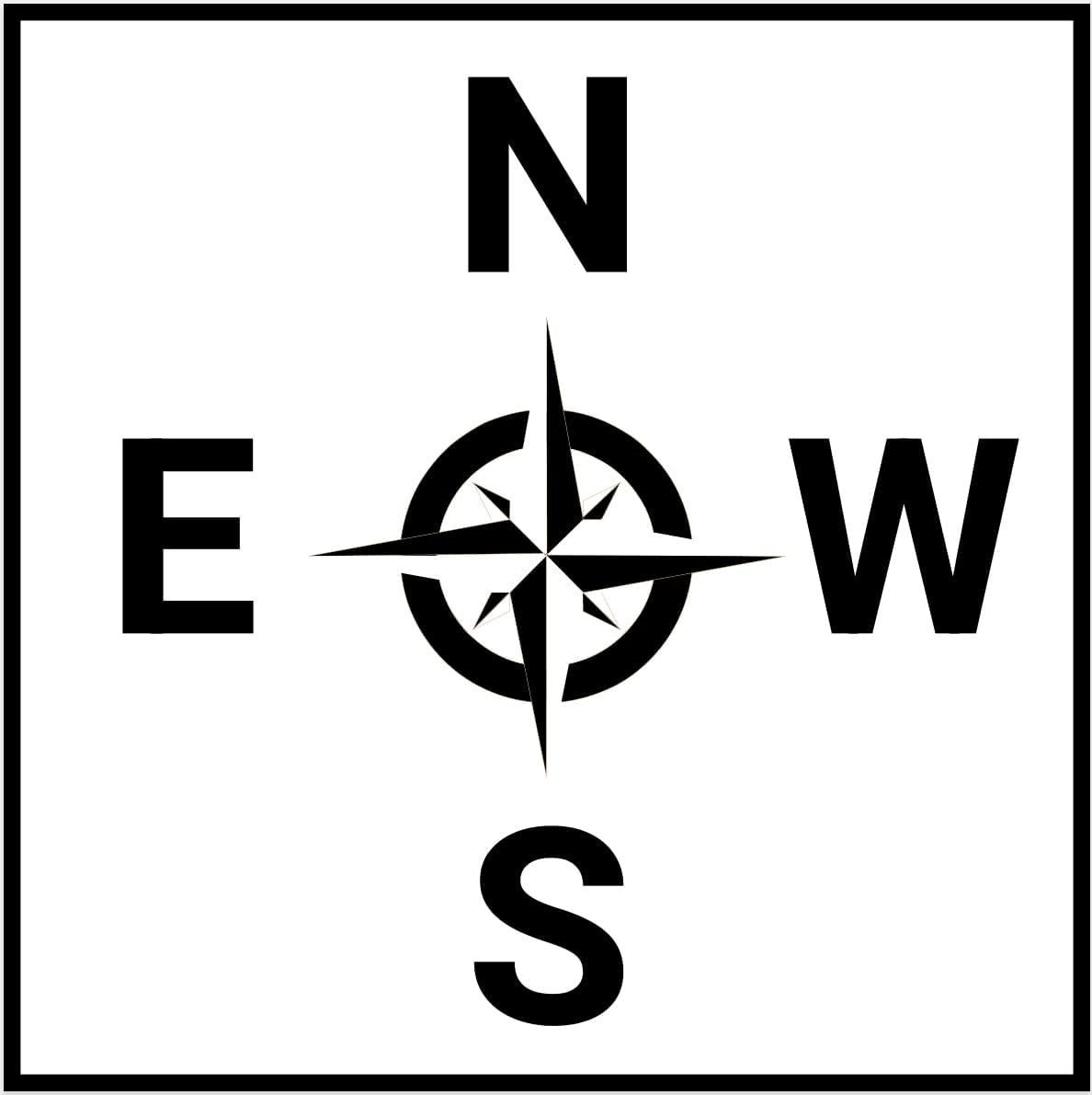 Crane Direction Compass Sticker — 12", White
