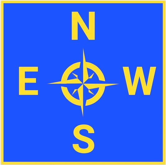 Crane Direction Compass Sticker — 12", Blue