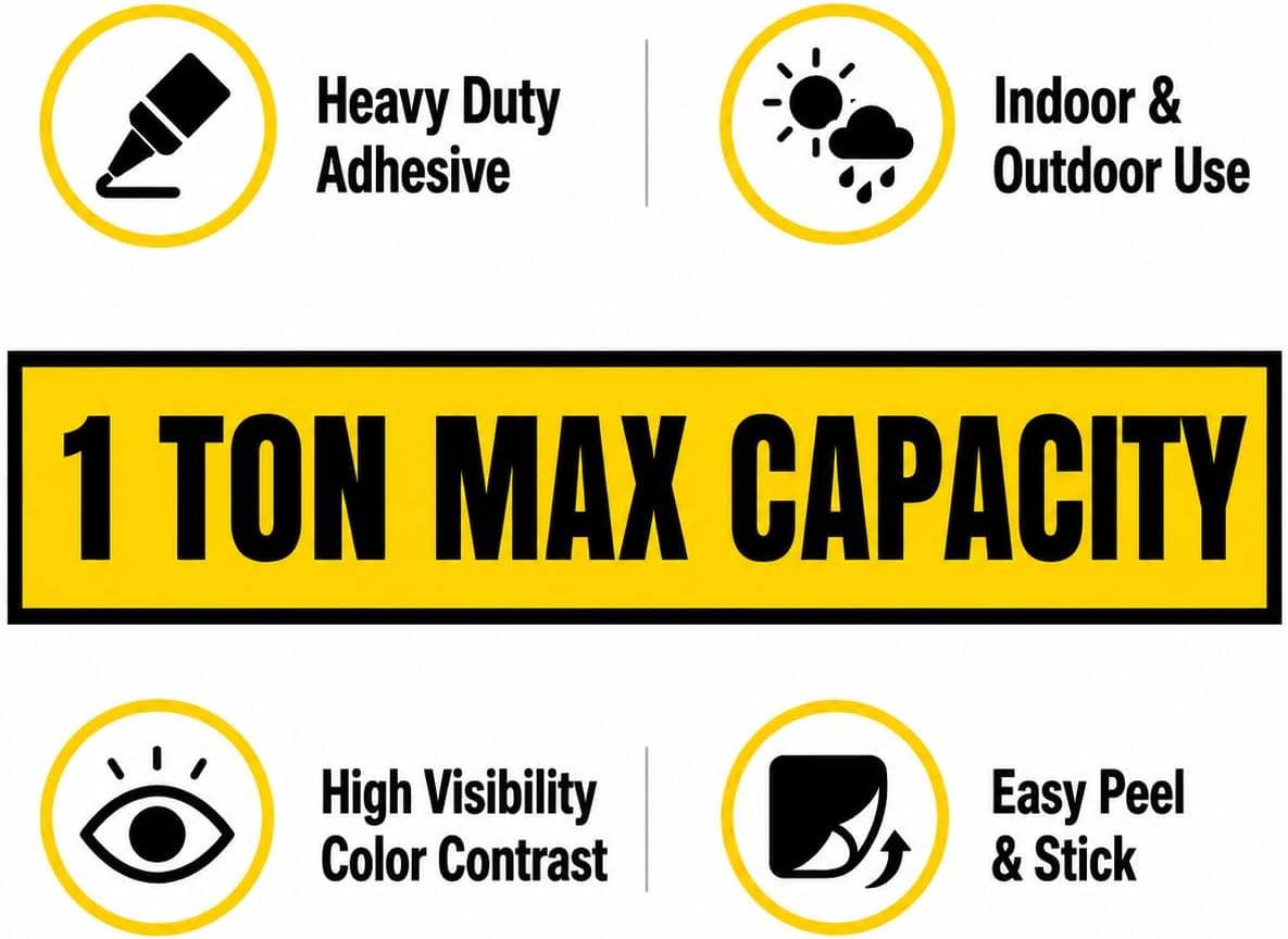 1 Ton Max Capacity Sticker — 6" x 36"