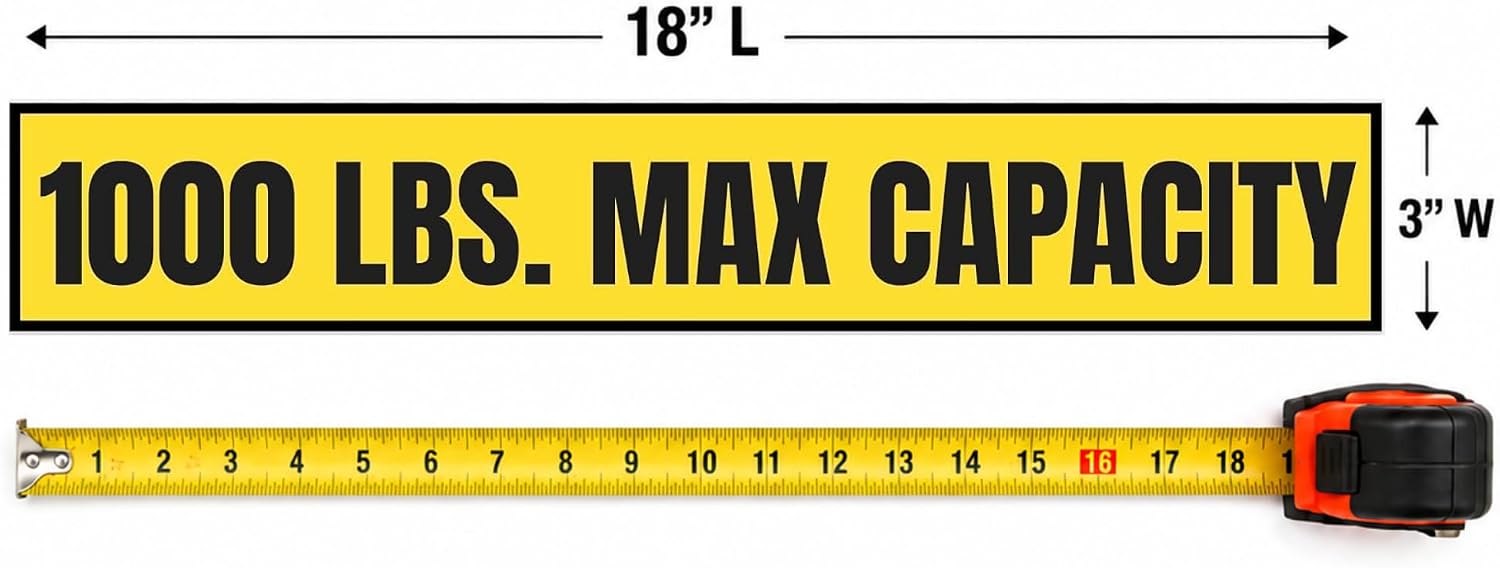 1000 lb Max Capacity Sticker — 3" x 18"