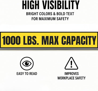 1000 lb Max Capacity Sticker — 3" x 18"
