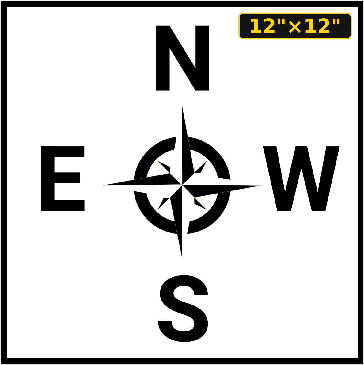 Crane Direction Compass Sticker — 12", White — 12"×12"