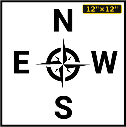 Crane Direction Compass Sticker — 12", White — 12"×12"