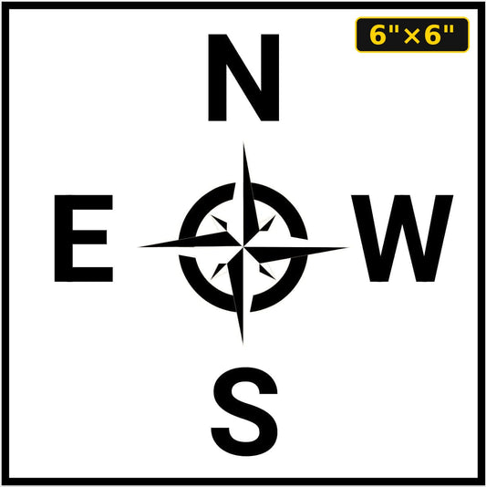 Crane Direction Compass Sticker — 6", White, pack of 3 — 6"×6"