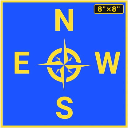 Crane Direction Compass Sticker — 8", Blue — 8"×8"