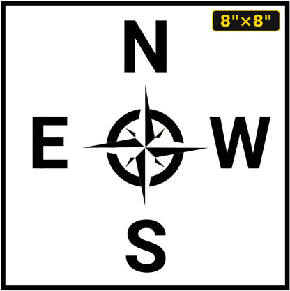 Crane Direction Compass Sticker — 8", White — 8"×8"